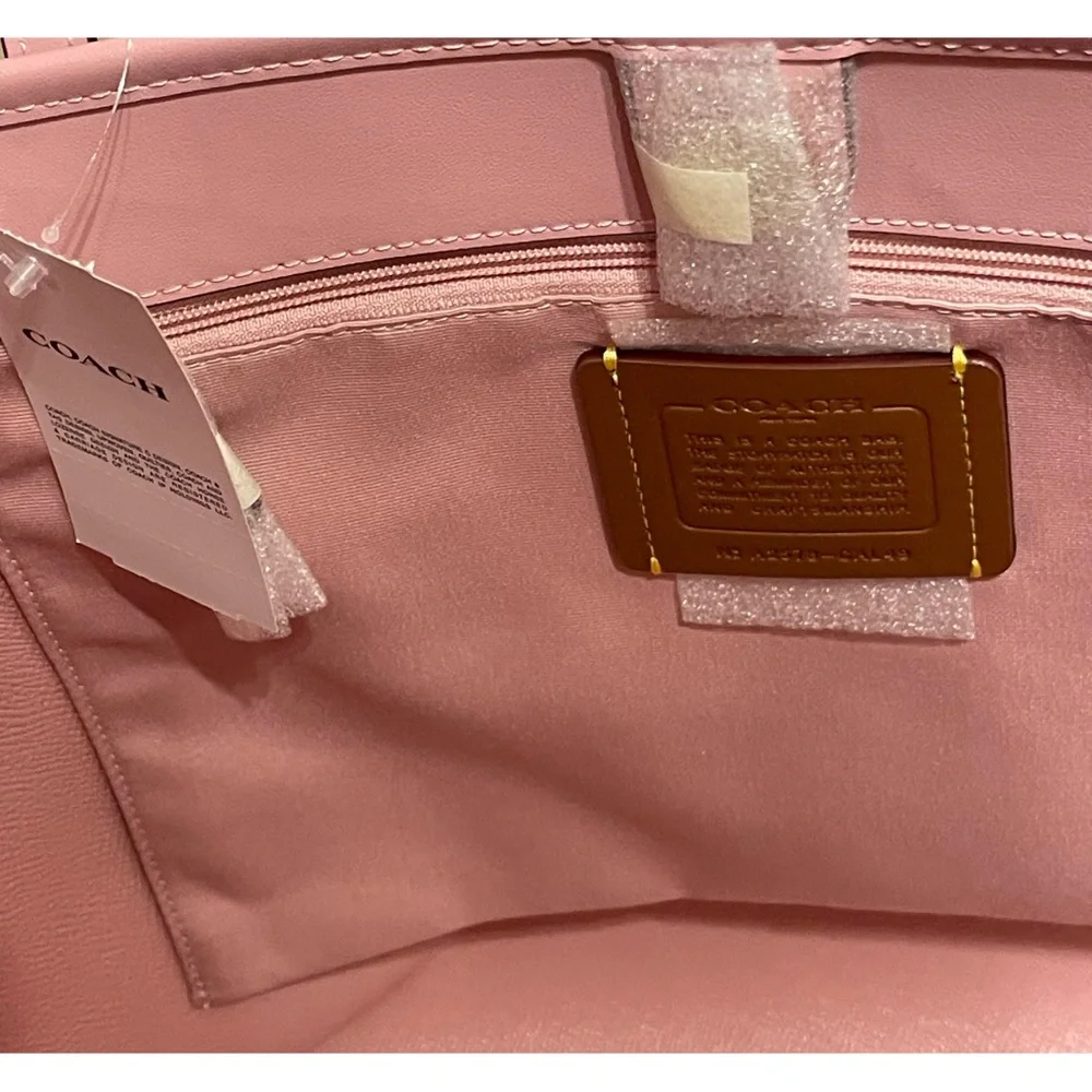 Coach Powder Pink City Tote Bag In Signature Canvas with Storage Bag NWT - Picture 9 of 13